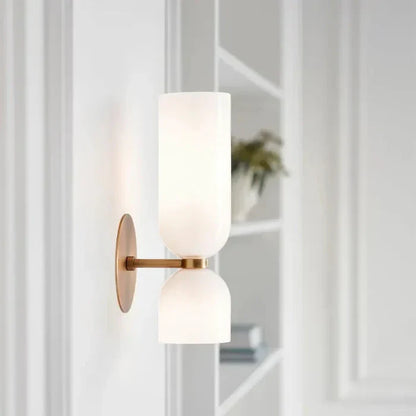 Double Wall Light with Smoked Glass & Gold Finish