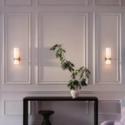 Double Wall Light with Smoked Glass & Gold Finish