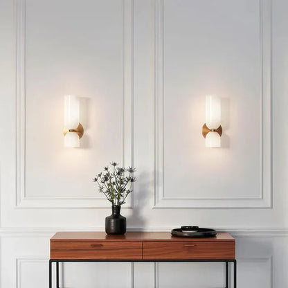 Double Wall Light with Smoked Glass & Gold Finish