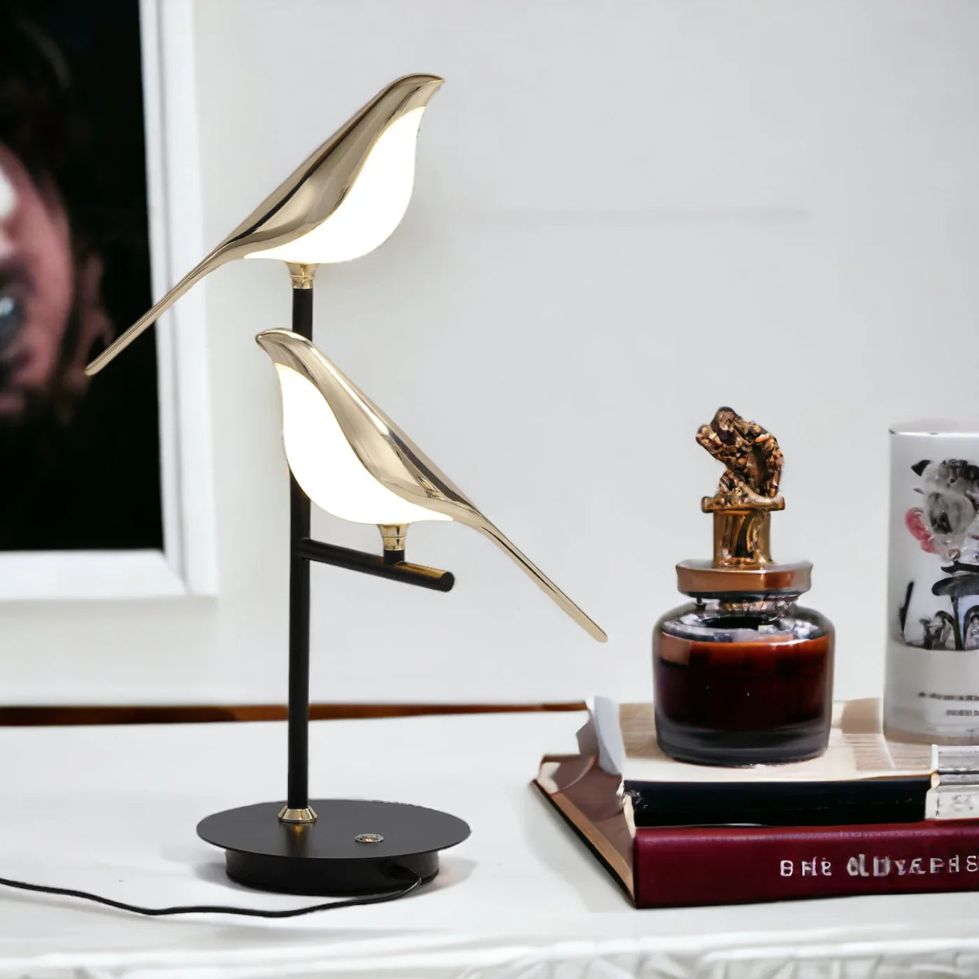 LED Bird Table Lamp – Decorative Bedside Light for Bedroom & Living Room