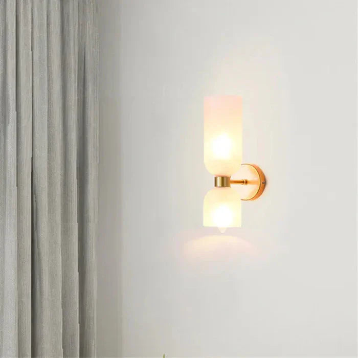 Double Wall Light with Smoked Glass & Gold Finish