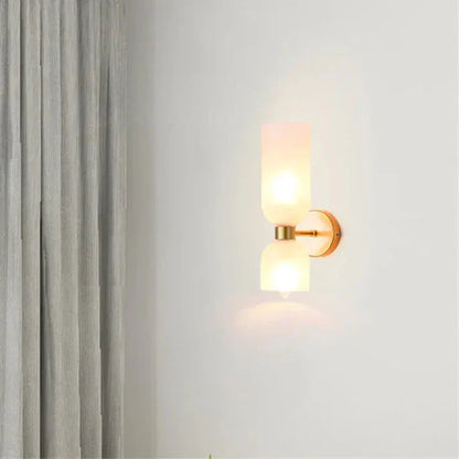Double Wall Light with Smoked Glass & Gold Finish