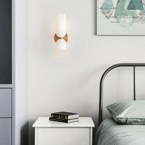 Double Wall Light with Smoked Glass & Gold Finish