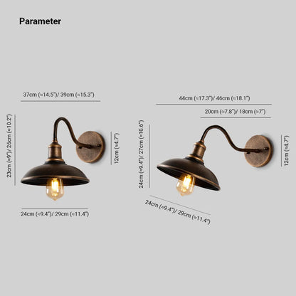 Rustic Bowl Gooseneck Metal Outdoor Wall Light - Arrielight