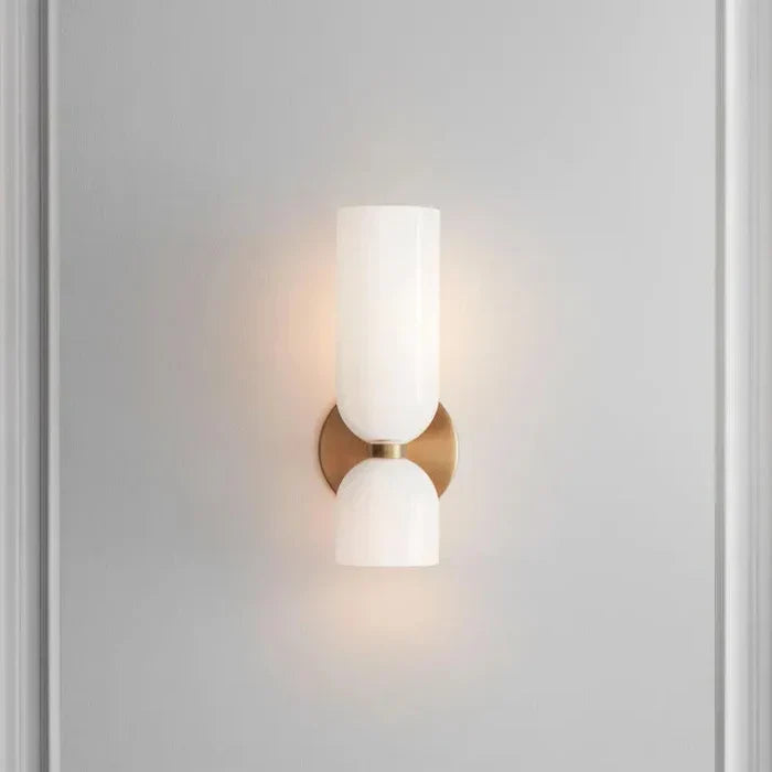 Double Wall Light with Smoked Glass & Gold Finish