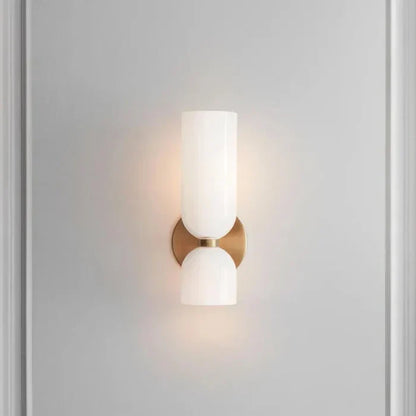 Double Wall Light with Smoked Glass & Gold Finish