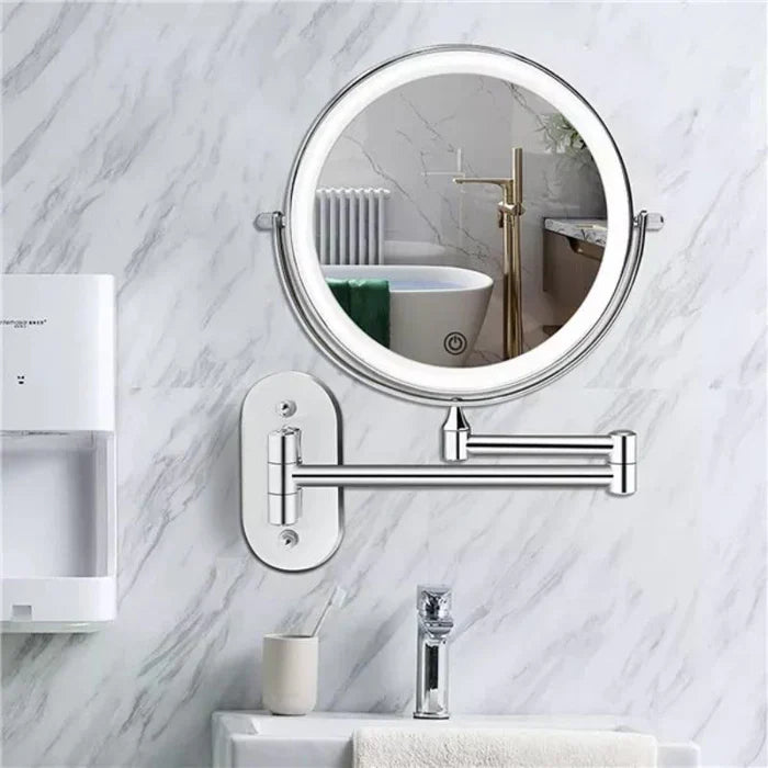 Wall-Mounted LED Makeup Mirror with Magnification