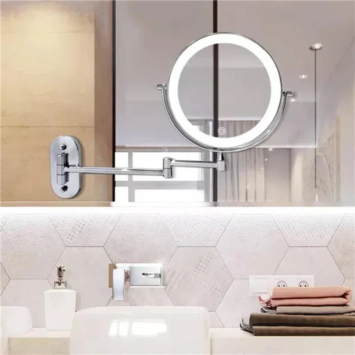 Wall-Mounted LED Makeup Mirror with Magnification