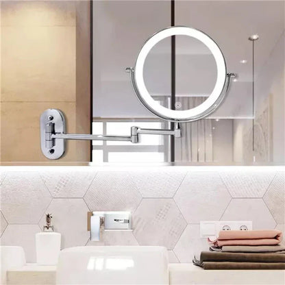 Wall-Mounted LED Makeup Mirror with Magnification