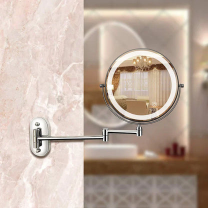 Wall-Mounted LED Makeup Mirror with Magnification