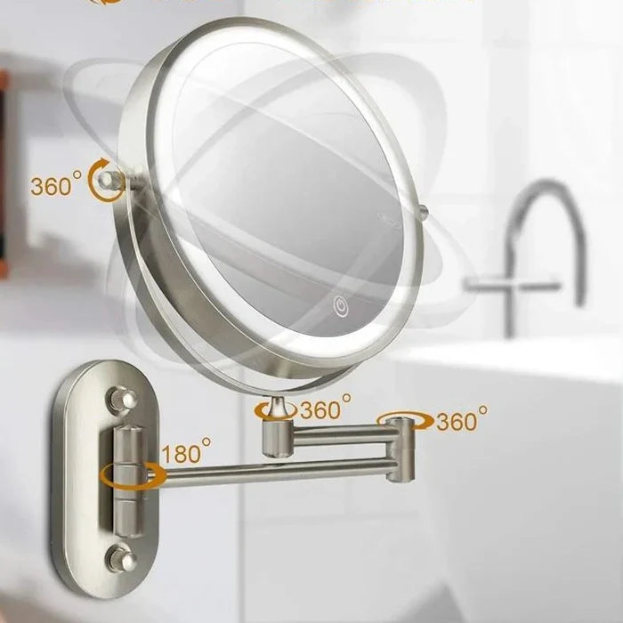 Wall-Mounted LED Makeup Mirror with Magnification