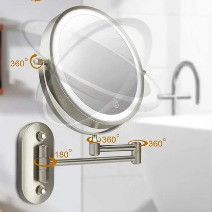 Wall-Mounted LED Makeup Mirror with Magnification