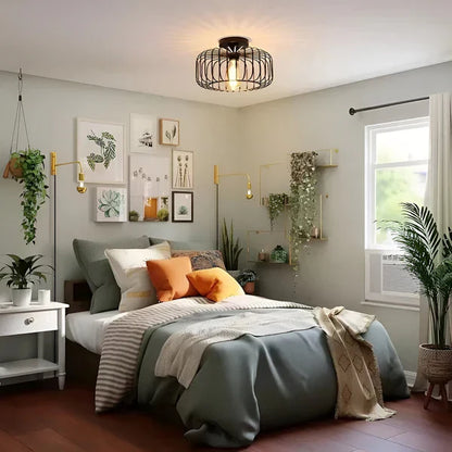 Industrial Style Ceiling Light – Metal Shade Flush Mount