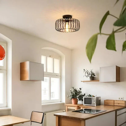 Industrial Style Ceiling Light – Metal Shade Flush Mount