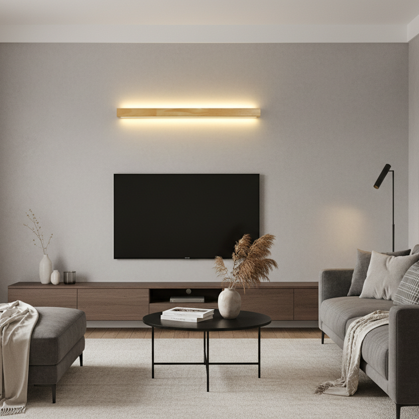 Linear Wood and Acrylic LED Wall Light for Mirrors - Arrielight