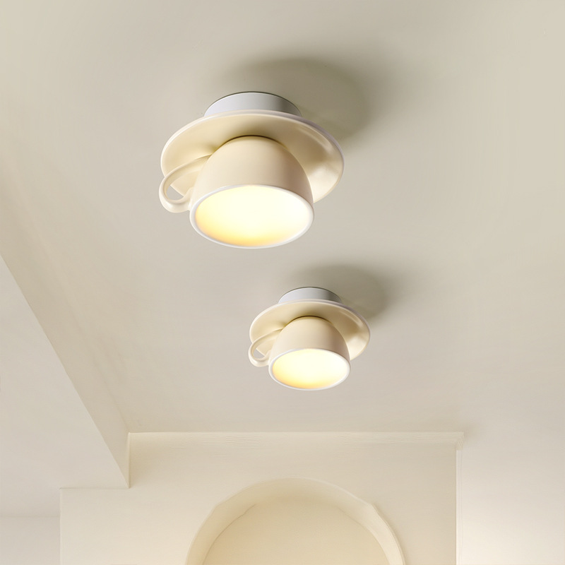 Ceramic Teacup and Saucer Flush Ceiling Light - Arrielight