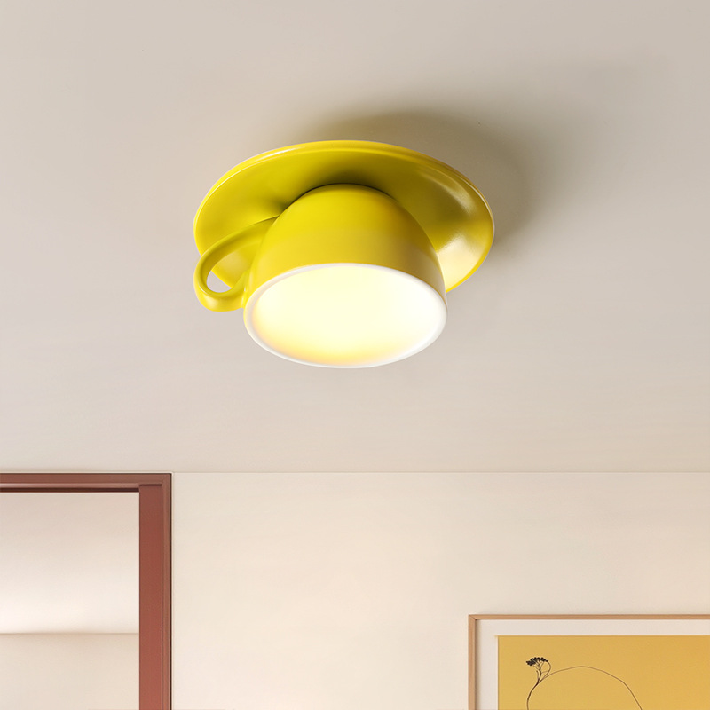 Ceramic Teacup and Saucer Flush Ceiling Light - Arrielight