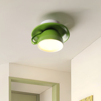 Ceramic Teacup and Saucer Flush Ceiling Light - Arrielight