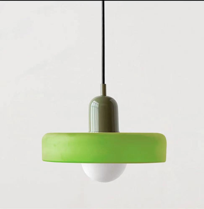 Bauhaus Pendant Light with Coloured Glass Shade