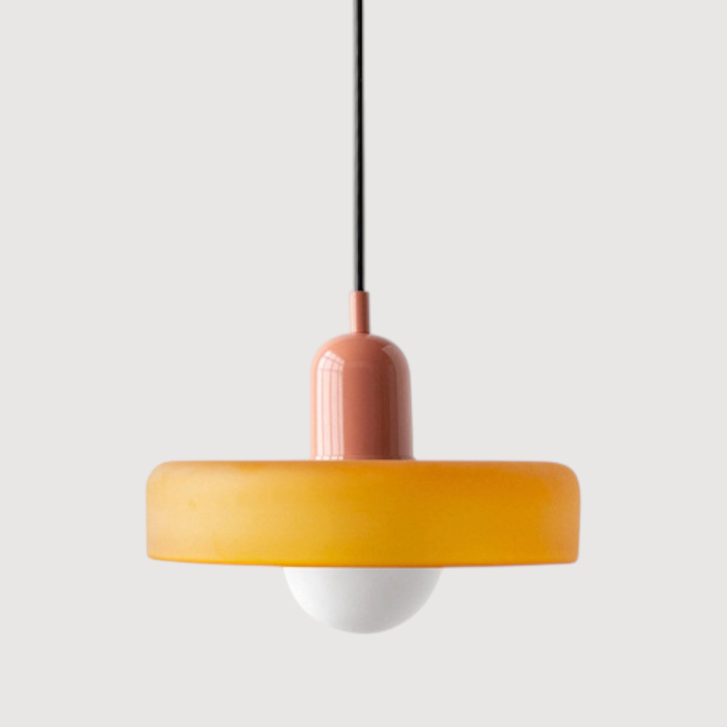 Bauhaus Pendant Light with Coloured Glass Shade