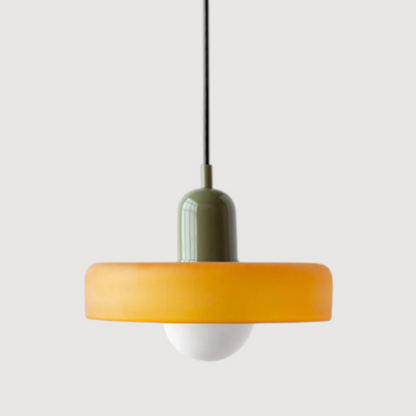 Bauhaus Pendant Light with Coloured Glass Shade