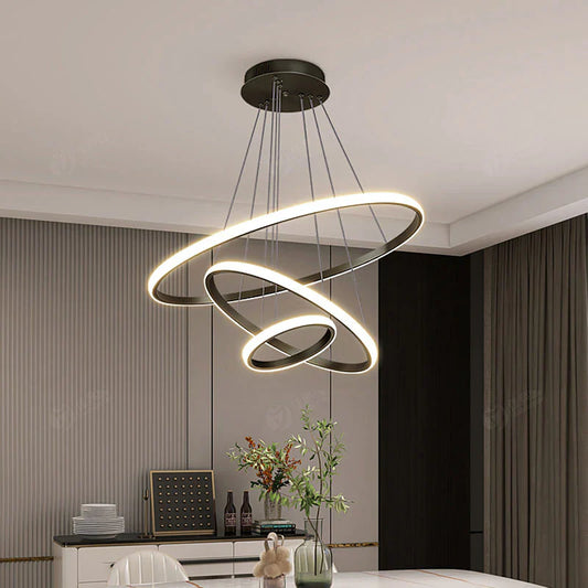 Designer LED Pendant Light Chandelier – Modern 3D Ring Shape