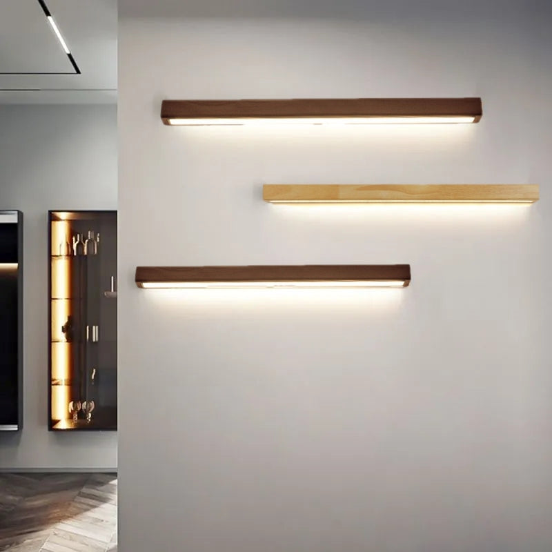 Linear Wood and Acrylic LED Wall Light for Mirrors - Arrielight
