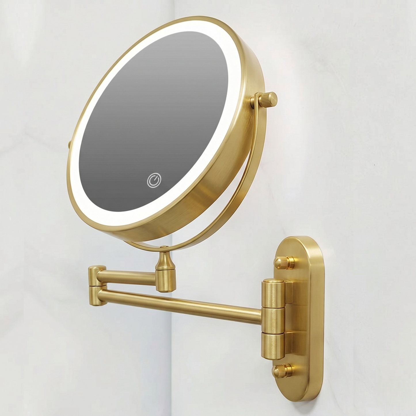 Wall-Mounted LED Makeup Mirror with Magnification