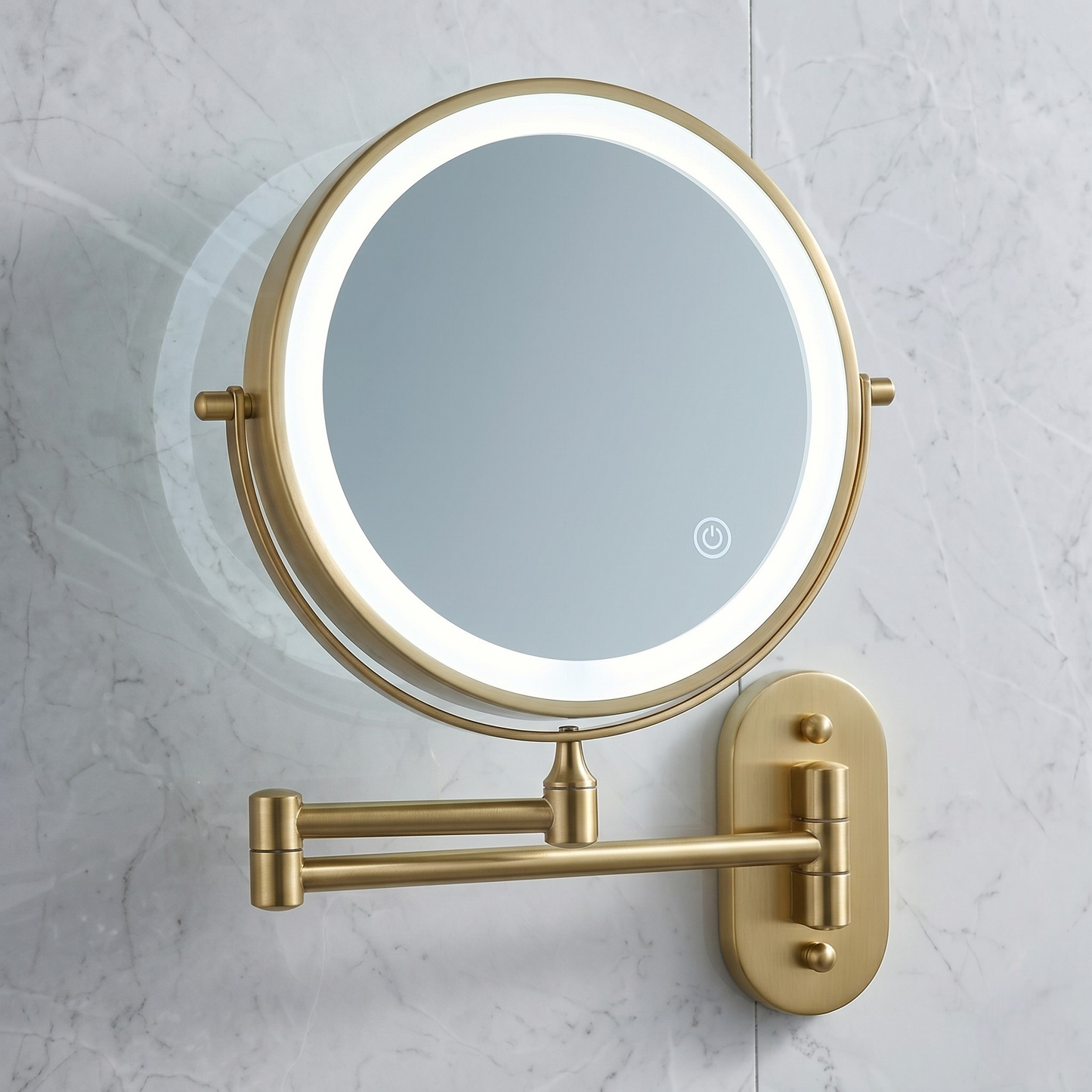 Wall-Mounted LED Makeup Mirror with Magnification