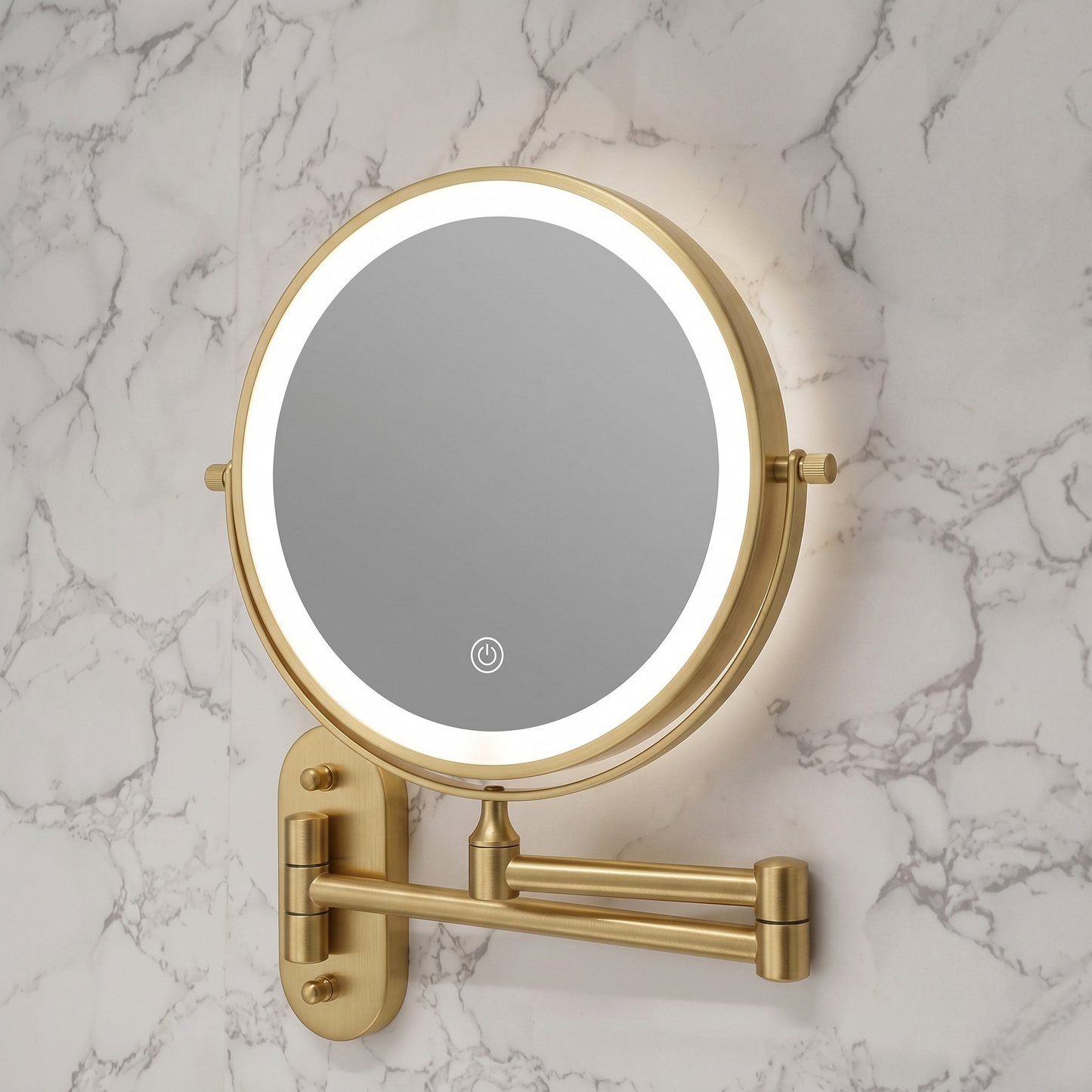Wall-Mounted LED Makeup Mirror with Magnification