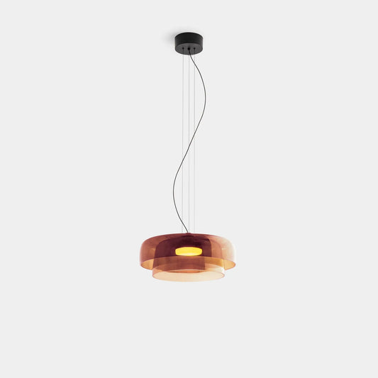 Modern Glass Pendant Light with Layered Shade – Retro-Inspired Design