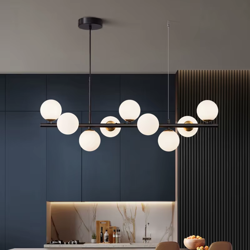 Modern Pendant Light with Spherical Glass Shades
