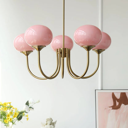 Glamour Chandelier with Glass Shades and Metal Frame – Elegant Ceiling Light