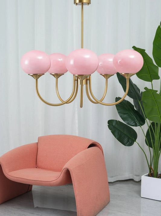 Glamour Chandelier with Glass Shades and Metal Frame – Elegant Ceiling Light