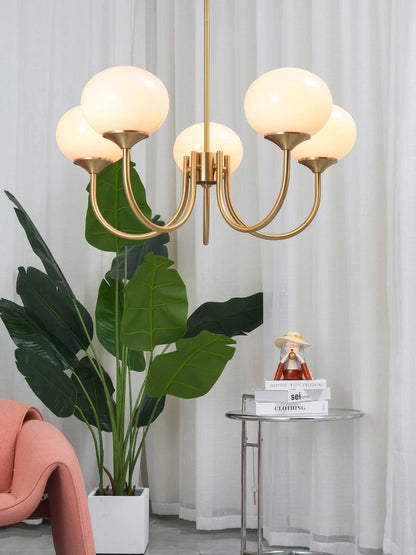 Glamour Chandelier with Glass Shades and Metal Frame – Elegant Ceiling Light