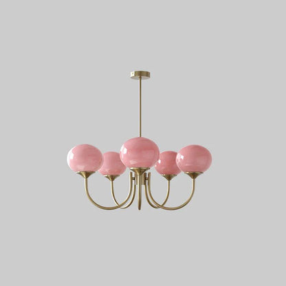 Glamour Chandelier with Glass Shades and Metal Frame – Elegant Ceiling Light