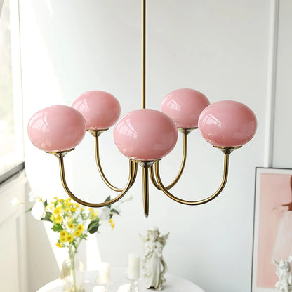 Glamour Chandelier with Glass Shades and Metal Frame – Elegant Ceiling Light