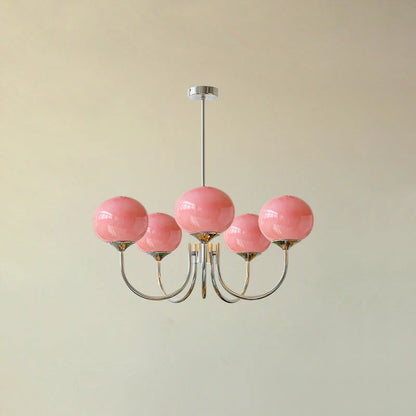 Glamour Chandelier with Glass Shades and Metal Frame – Elegant Ceiling Light