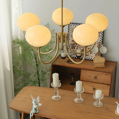Glamour Chandelier with Glass Shades and Metal Frame – Elegant Ceiling Light