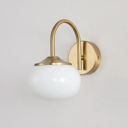 Wall Light with Glass Shade and Brass Finish