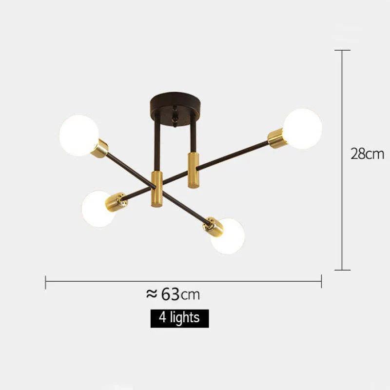 Industrial Ceiling Light with 6 Round Lamp Holders