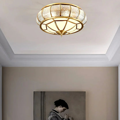 Classic Retro Ceiling Light with Glass & Brass Finish