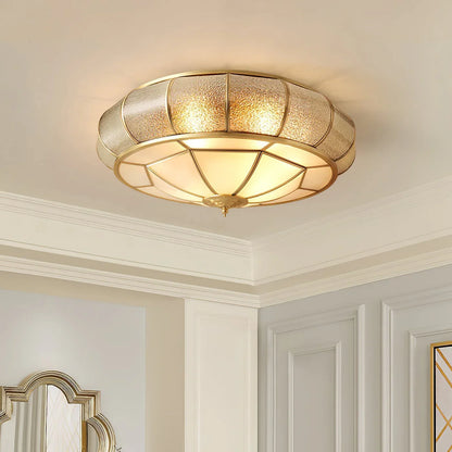 Classic Retro Ceiling Light with Glass & Brass Finish