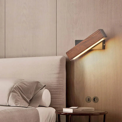 Adjustable Wooden LED Wall Light – Modern Reading Lamp