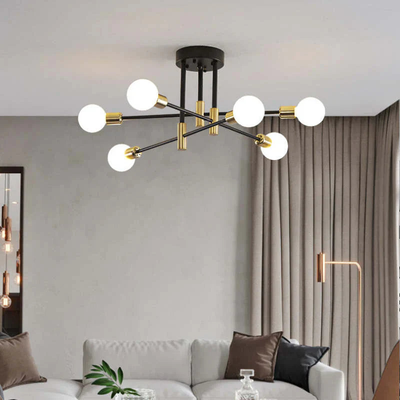 Industrial Ceiling Light with 6 Round Lamp Holders