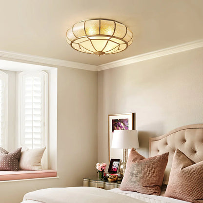 Classic Retro Ceiling Light with Glass & Brass Finish