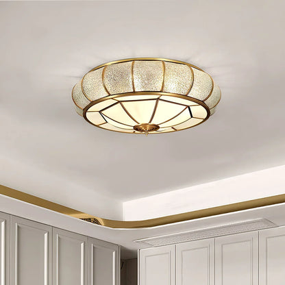 Classic Retro Ceiling Light with Glass & Brass Finish