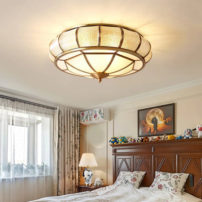 Classic Retro Ceiling Light with Glass & Brass Finish