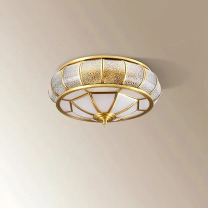 Classic Retro Ceiling Light with Glass & Brass Finish
