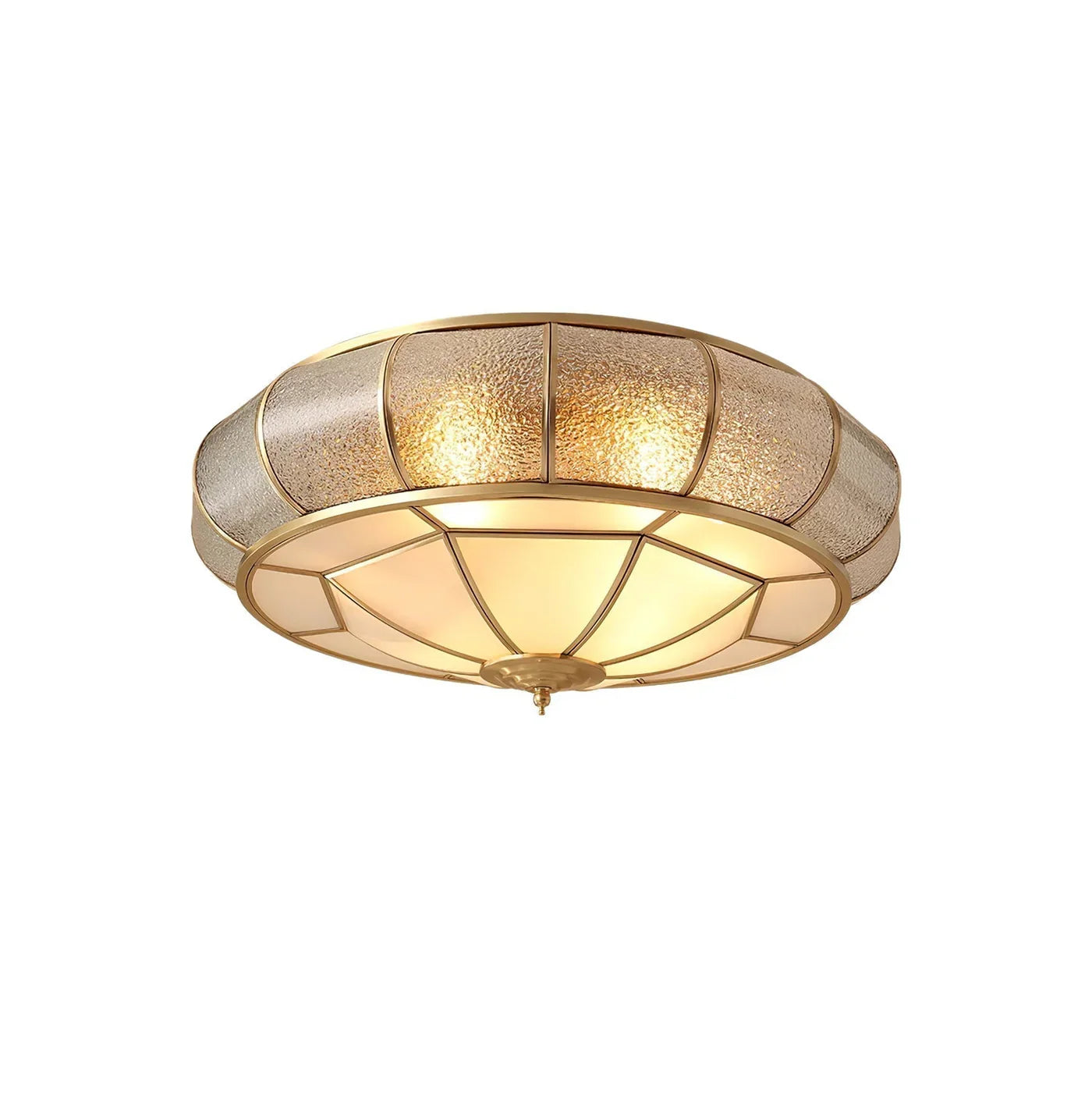 Classic Retro Ceiling Light with Glass & Brass Finish